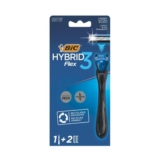 BIC Hybrid Flex Refillable Mens Razor Kit with 3-Blade Refills