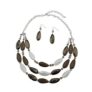 BOCAR Layered Bead Necklace and Earrings Set Brown