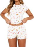 BONITEE Womens Pajamas Set 2 Piece Sets Casual Short Sleeve Tops Lounge Outfit 2026 Summer PJ Shorts Cute Clothing Sets