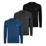 BOSS 3 pack of long-sleeved undershirt T-shirts in black, grey, and blue – Sizes XS to 2XL