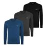 BOSS 3 pack of long-sleeved undershirt T-shirts in black, grey, and blue – Sizes XS to 2XL