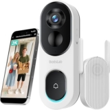 BOTSLAB 2K Video Doorbell Camera Wireless, No Subscription, Head-to-Toe View, 5200mAh Battery Capacity, AI Detection, 2.4GHz WiFi, IP66 Waterproof, WiFi Base Station, Two Way Audio