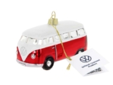 BRISA VW Collection – Volkswagen T1 Samba Bus Christmas ornaments & decorations made of glass in gift box (Red)