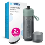 BRITA Sports Water Filter Bottle Model Active Dark Green (600ml) incl 2x MicroDisc Filters