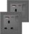 BSEED Single Switched Socket with USB C and USB A Charging Ports, UK Standard Electric Power Sockets with Glass Panel, 1 Gang Wall 13A Socket, Grey, 2 Pack