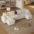 BTM U-Shaped Sectional Sofa, Corduroy, Storage Ottomans, USB/Type-C, Cup Holders, Beige Sold By BTM SHOP