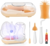 Baby Bottle Brush, Maypott Portable Travel Silicone Bottle Brushes for Cleaning Bottle Drying Rack Bottle Cleaner Set with Nipple & Straw Brush Bottle Drying Rack Baby Bottle Steriliser(Yellow)