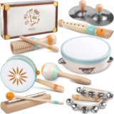 Baby Musical Instruments – Montessori Musical Toys for Toddlers 1-3, Wooden Percussion Instruments Set, Neutral Colours Music Toys, Preschool Educational Gifts for Kids 3 (Musical Toys)