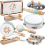 Baby Musical Instruments – Montessori Musical Toys for Toddlers 1-3, Wooden Percussion Instruments Set, Neutral Colours Music Toys, Preschool Educational Gifts for Kids 3 (Musical Toys)