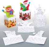 Baker Ross Christmas Chimney Pop-up Colour-in Cards – Pack of 6, Christmas Card Making for Kids (AR850)