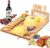 Bamboo Cheese Cutting Board Large 4 Piece Knife-Set Charcuterie Serving Platter Tray Cheeseboard for Wedding Christmas Birthday Gifts Anniversary Wine Party Celebrations