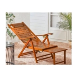 Bamboo Foldable Recliner Lounge Chair with Retractable Footrest
