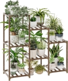 Bamworld Plant Stand Indoor Plant Shelf Outdoor Wood Plant Rack for Multiple Plants 3 Tiers Ladder Plant Holder for Living Room Patio Boho Home Decor for Gardening