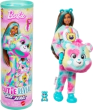 Barbie Cutie Reveal Care Bears Doll & Accessories, Series 2 Good Vibes Bear with 10 Surprises Including Color Change & Mini Bear, JFV62