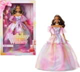 Barbie Signature Birthday Wishes Fashion Doll with Brown Hair in Dress with Pastel Rainbow Effect, Collectible Toy with Giftable Packaging, JJX78