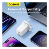 Baseus GaN5 Pro 40W USB-C Fast Charger UK Moon White