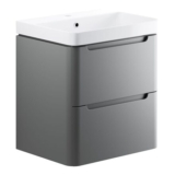 Bathstore Amalfi 2 Door Grey Wall Hung Basin Unit 600mm