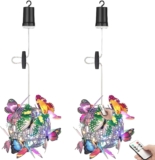 Battery Operated Butterfly Pendant Lights with Remote Set of 2, Hanging Lights for Bedroom, Indoor or Outdoor Chandelier for Gazebo, Pergola, Porch, IP65 Weatherproof