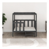 Beautiful Dog Bed Grey 105.5 X 83.5 X 100 Cm Solid Wood Pine