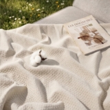 Bedsure 100% Cotton Sofa Throw Blanket – Soft Cozy Double-Layer Anti Scratch Pet Blanket, Breathable and Lightweight Summer Throws for Sofas Couch Bed Protector Decor, Beige, 150×200 cm