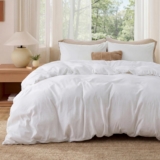 Bedsure King Duvet Cover Set – Brushed Microfiber Bed Cover Set with Zipper Closure, White Quilt Bedding Cover with 2 Pillowcases, White