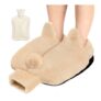 Beige Non-Electric Heated Foot Warmer Slippers with 2L Water Bottle