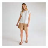 Beige Plisse Shorts