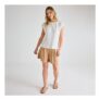 Beige Plisse Shorts