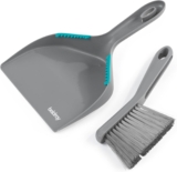Beldray Antibac Countertop Dustpan & Brush Set 18 x 5 cm Compact Size, Tough Non-Scratch Bristles, Hard Flooring, Antibacterial, Rubber Cleaning Teeth, Raised Base for Angled Sweeping