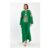 Belissh Embroidered Maxi Dress with Tie Neck in Green