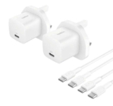 Belkin 25W USB-C Wall Charger & 1m USB-C Cable – Twin Pack – with code – free click and collect