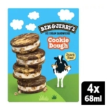 Ben & Jerrys Cookie Dough Ice Cream Sandwich Multipack 4MP