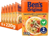 Bens Original Microwave Rice Pouch, Savoury Chicken Flavour, Wholesome Easy to Prepare Rice, Suitable for Vegetarians, 6 x 220g Multipack