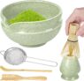 Bestcool 6Pcs Matcha Set, Matcha Whisk Set Matcha Bowl and Matcha Whisk, Scoop, Spoon, Sifter, Whisk Holder Complete Matcha Making Kit for Traditional Tea Ceremony for Beginners and Enthusiasts