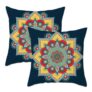 Betadistor Teal Boho Floral Cushion Covers 18×18 Set of 2