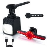 Bike Light Set with Remote Control 300m Beam Headlight & Smart Brake Taillight IPX5 Waterproof Type-C Fast Charge – Black BTS1
