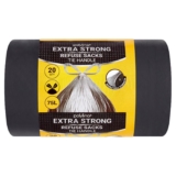 Bin Bags Extra Strong, 75 Litre, 20 Premium Heavy Duty Tie Handle Black Bin Liners Refuse Sacks, Everyday Use, Household, Office & Kitchen Waste