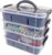Bins & Things Stackable Plastic Storage Boxes with 2 Trays – Compartments for Crafts, Beads – with Lid – Sewing Boxes