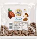 Biona Organic Milk Chocolate Covered Almonds 70g (Pack of 6)