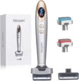 Biopen Derma Stamp 140 Pins, Microneedling EMS Vibration Light Care, Microneedling Stamp with 2 Replaceable Heads (0.5mm), Improve Sparse Hairlines and Promotes Hair & Beard Growth(White Gold)