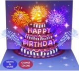 Birthday Cards, LIGHTS & SOUND Pop up Happy Birthday Card Birthday Gifts for Women Men Husband Wife Kids Greeting Cards With Envelopes