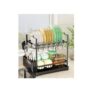 Black 2-Tier Dish Rack for Plates and Cups