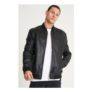 Black Barneys Originals Fine Milled Leather Bomber Jacket