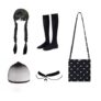 Black Costume Set: Dress, Wig, Bag, Socks, Collarbone Chain