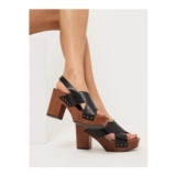 Black Crossover Strap Heeled Clogs (FREE C&C)