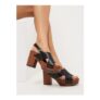 Black Crossover Strap Heeled Clogs (FREE C&C)