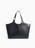 Black Faux Croc Winged Tote Bag One Size – Free C&C