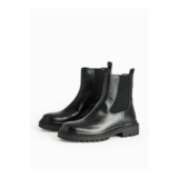 Black Faux Leather Long Length Chelsea Boots