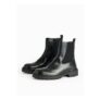 Black Faux Leather Long Length Chelsea Boots