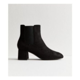 Black Faux Suede Heeled Chelsea Boots
